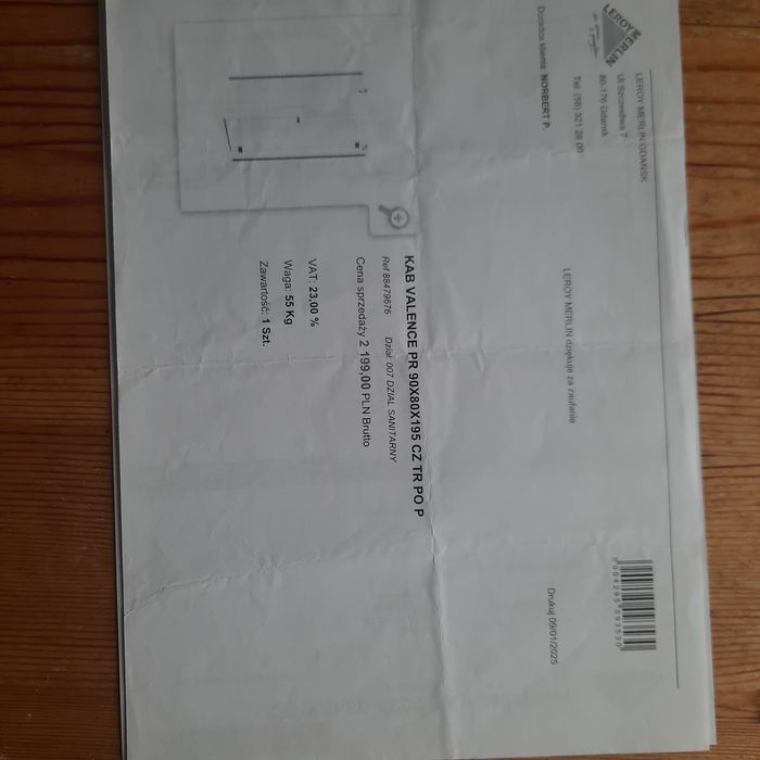 Kabina prysznicowa prawa 90x80 czarna nowa z Leroy