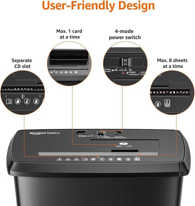 Amazon Basics Niszczarka dokumentów, cięcie w paski