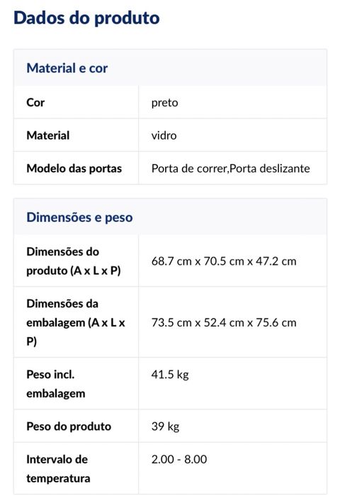 Vitrina de exposição refrigerada