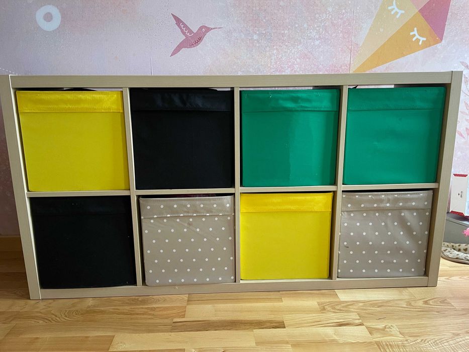 Regał IKEA Kallax, kolor dąb bejcowany na biało, pudełka DRÖNA gratis!