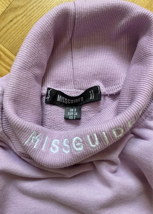 krótka fioletowa bluza z golfem Missguided