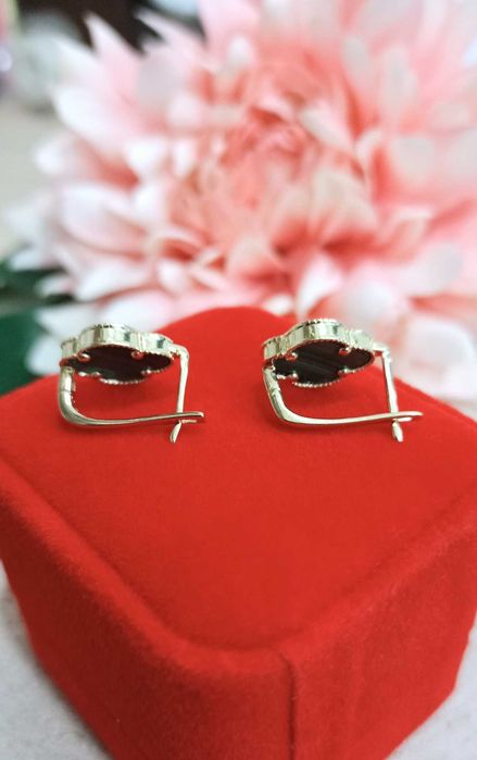 Złote kolczyki p.585/3,28g  Malachit