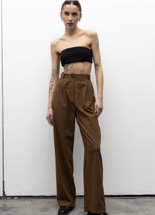 Брюки палаццо бавовняні коричневі DiaDia