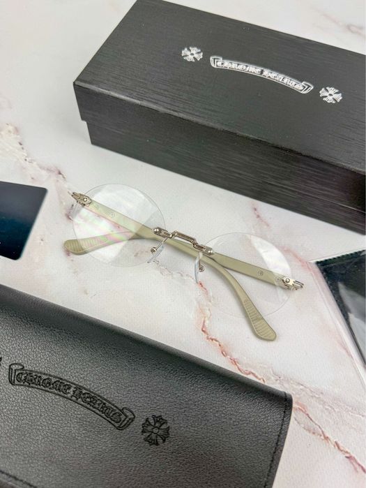Дизайнерські окуляри Chrome Hearts / Круглые очки Хром Хартс y2k