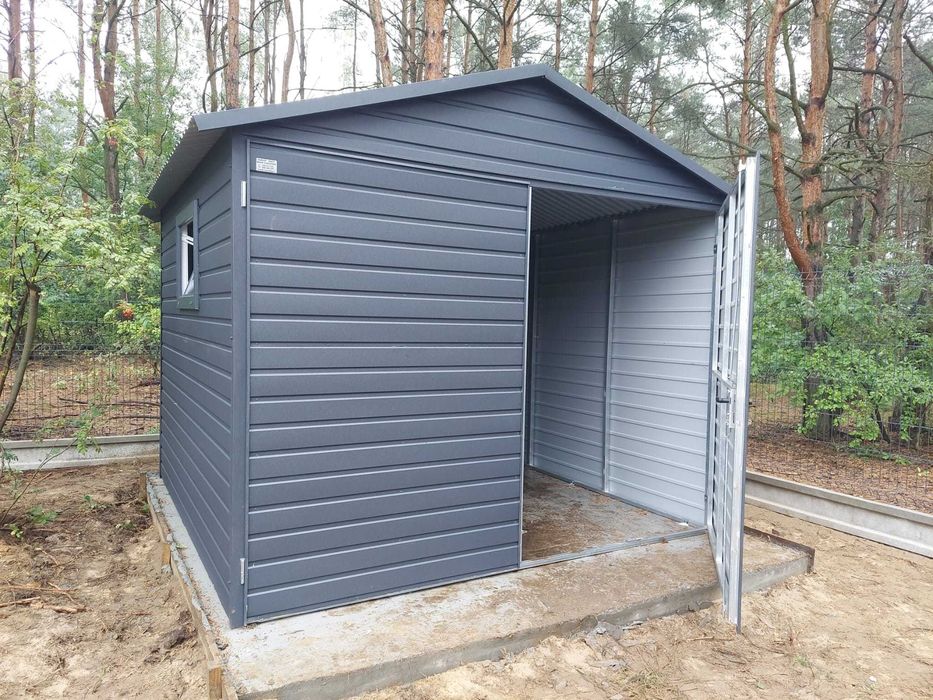 Garaż, schowek 3x3, dwuspad, okno, PREMIUM, antracyt, profil ocynk