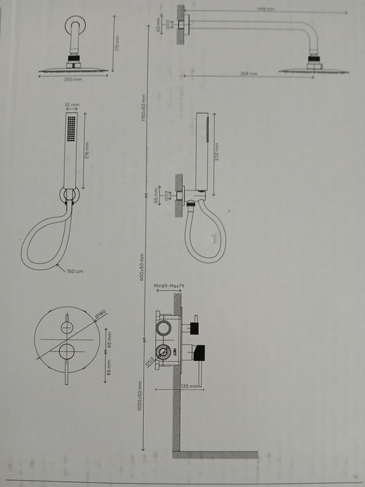 Bateria podtynkowa prysznicowa
