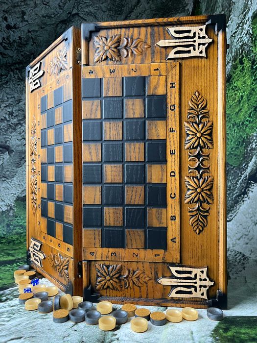 Шахмати+шашки+нарди в середині, шахматы, нарды, 3/1 ,тематичні