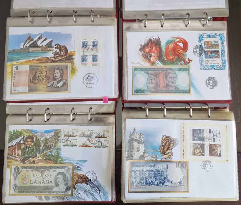 Grande colecção de Notas/Envelopes de todo o mundo