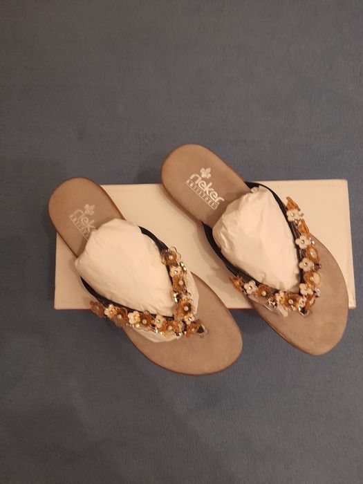 Rieker Damskie japonki ze skóry naturalnej roz-37.