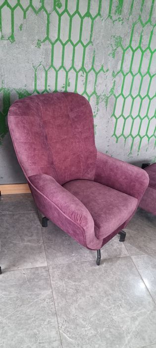 Fotel, Uszak Lord z podnóżkiem - bordowy