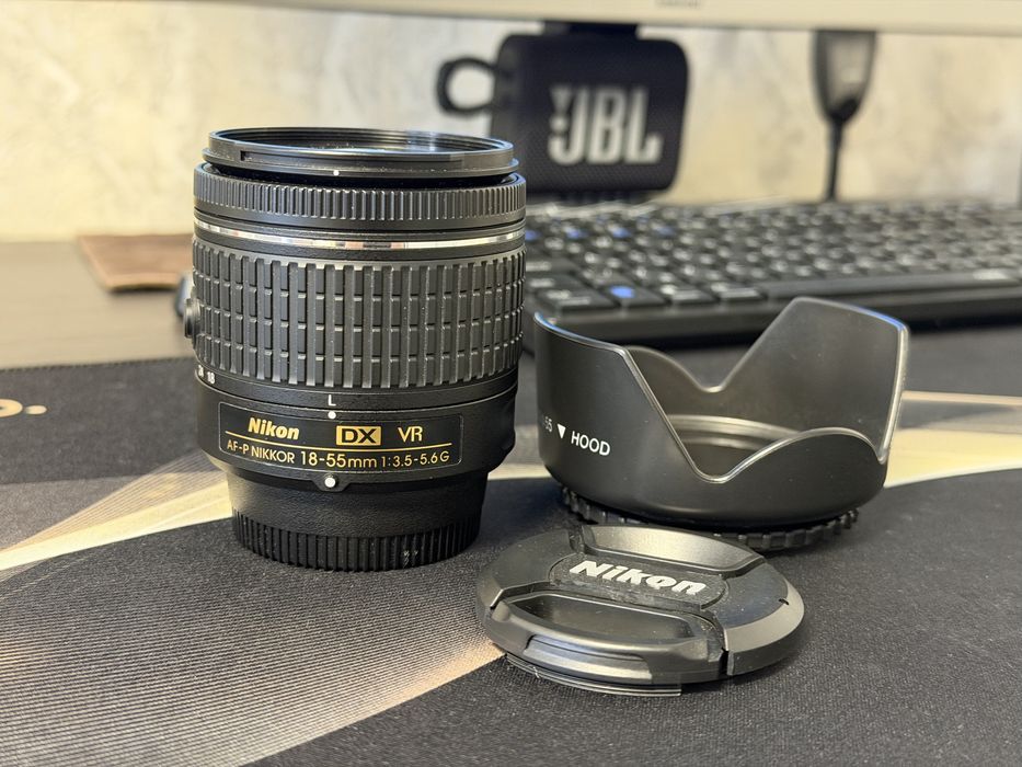 Объектив Nikon DX VR AF-P Nikkor 18-55mm 1:3.5-5.6 G • Идеальное состояние • Бленда в подарок