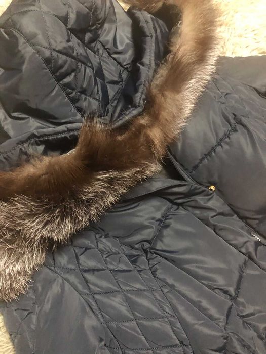 Длинное макси пальто пуховик с чернобуркой большой размер хххл