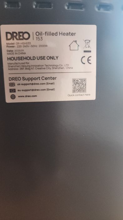 Aquecedor a óleo DREO