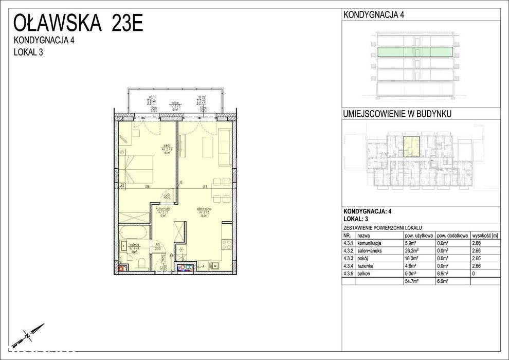 Mieszkanie na sprzedaż 54,70m2 w centrum miasta, budynek z windą