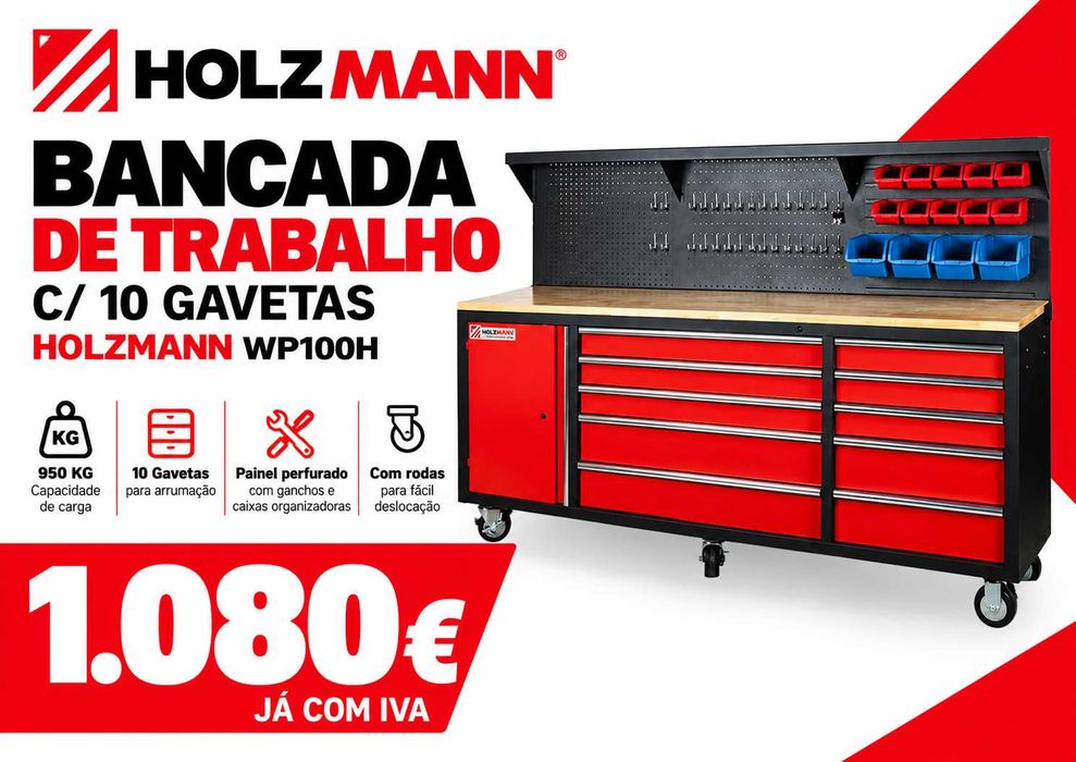Bancada de Trabalho c/ 10 Gavetas HOLZMANN WP100H 950kg LL29