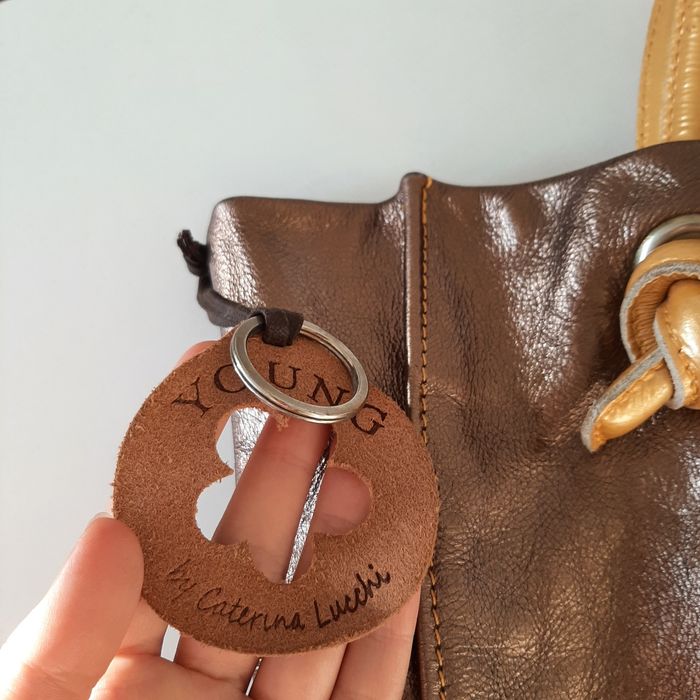 Włoska złota srebrna skórzana duża torba shopper