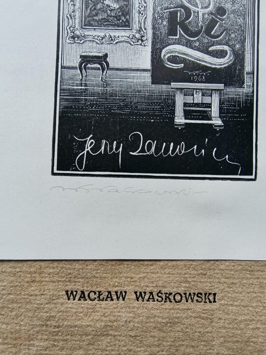 Exlibris, ekslibris Wacław Waśkowski z podpisem
