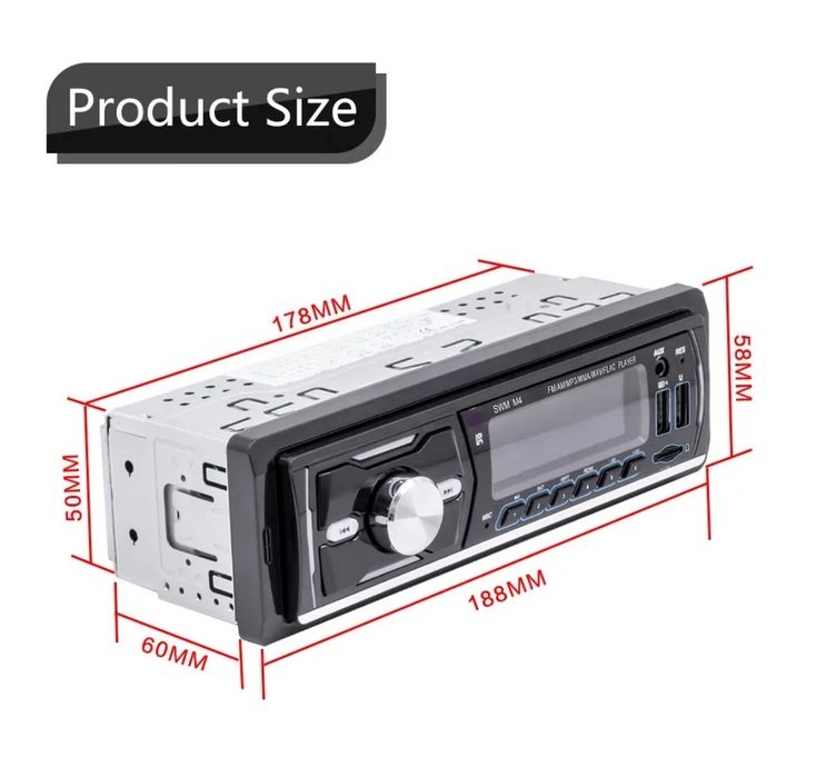 Rádio 1din FM RDS Antena Dab+ USB Leitor Cartão AUX-in Bluetooth Novo