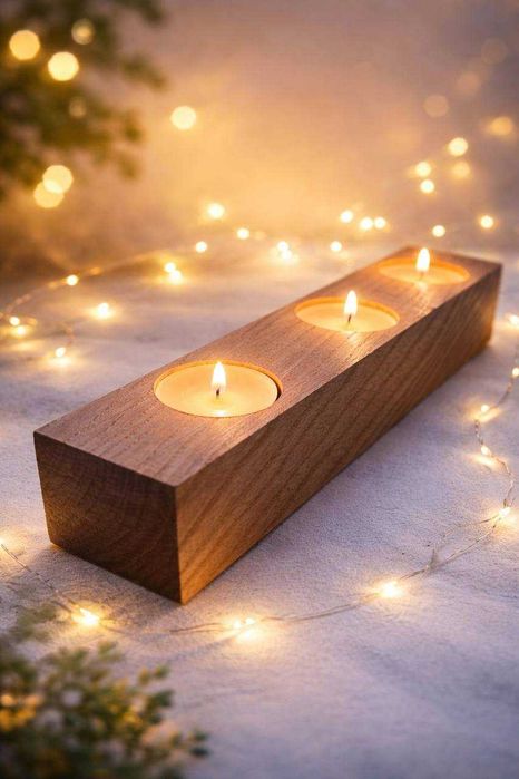 Підсвічник дерев'яний handmade 3 свічки - знижка на набір
