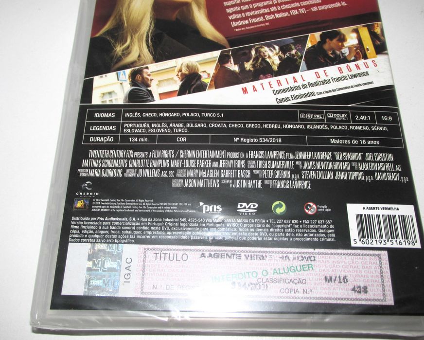 A Agente Vermelha / Red Sparrow - Filme DVD