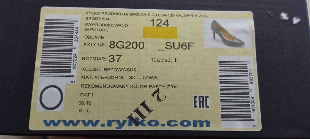 Szpilki Ryłko beżowe roz. 37 czółenka damskie