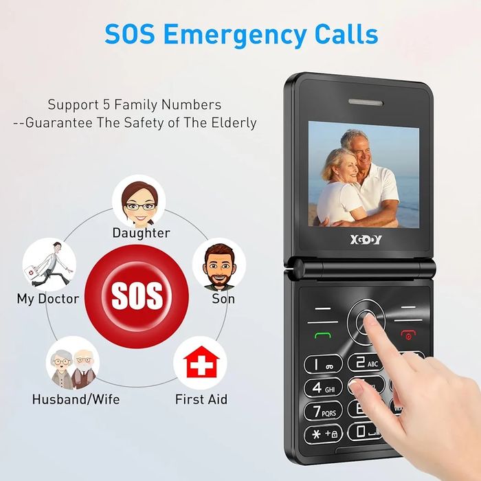 Xgody S200 Big Button Flip Phone, Desbloqueado GSM Mobile para idosos,