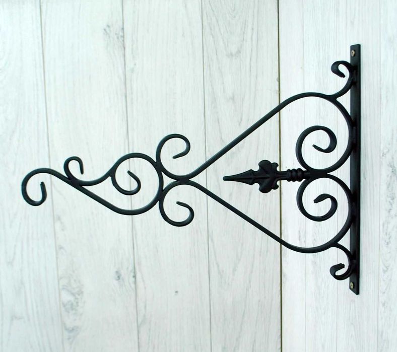 Wieszak Hak Uchwyt metalowy kuty na doniczkę - Czarny RAL 9005 (W73)