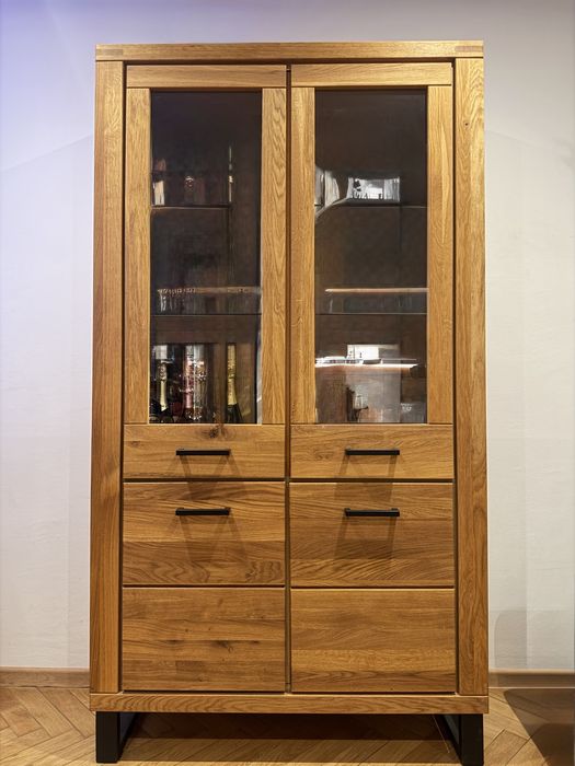 Zestaw mebli : komoda witryna stolik - DREWNO