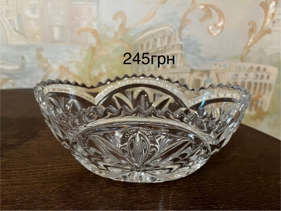 Изделия из хрусталя.Хрустальная тарелка,салатник,ладья Пролісок