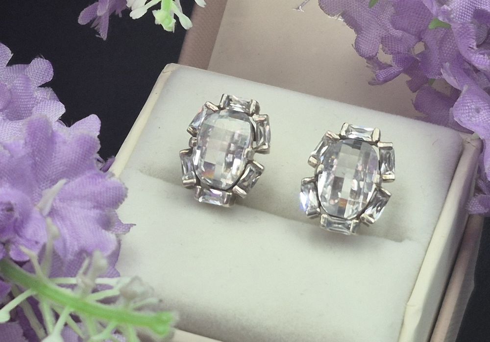 Piękne duże kolczyki srebrne 925 z cyrkoniami