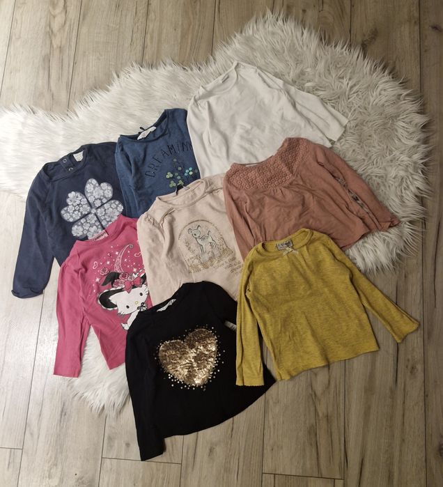 8 szt bluzki na długi rękaw dla dziewczynki rozm 92