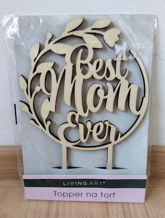 Drewniany topper na tort Living art Best Mom Ever