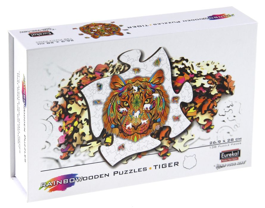 Puzzle 138 Drewniane Kolorowe Tygrys. Nowy Produkt