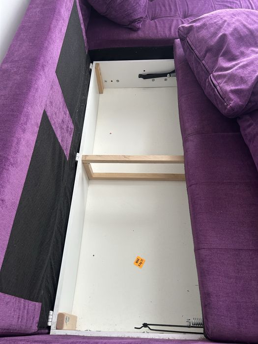 Fioletowy narożnik welur sofa narożna