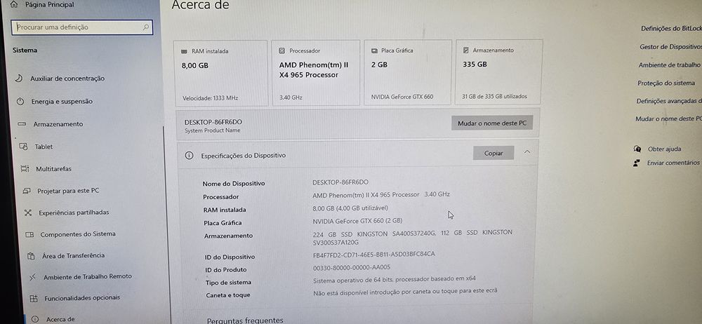 Computador PC AMD Phenon