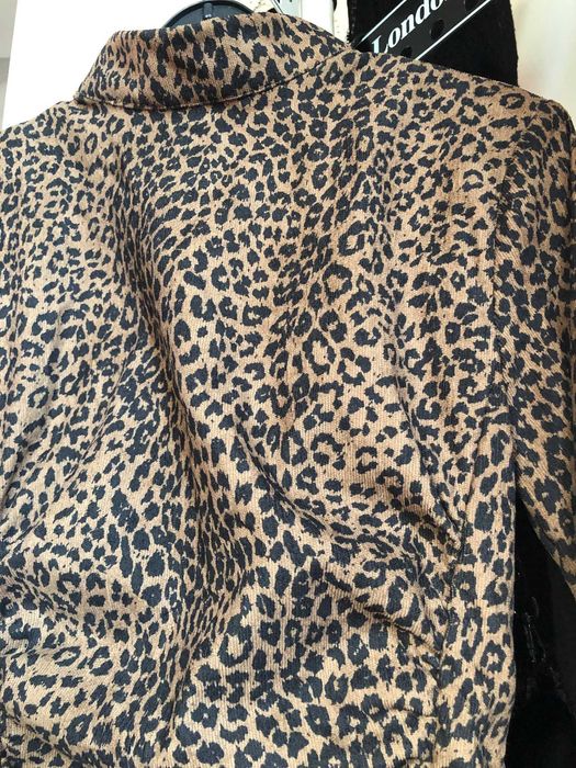 Sukienka w panterkę, cienki sztruks, zmysłowa, codzienna, rozmiar 36