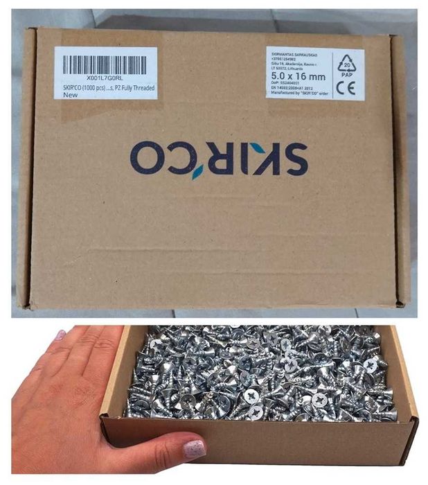 Skirco Caixa 1000 parafusos 5,0 X 16 mm Aço