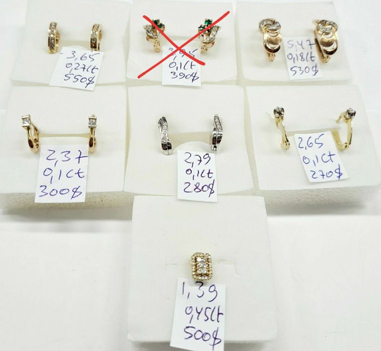 Продам золотые серьги с бриллиантами