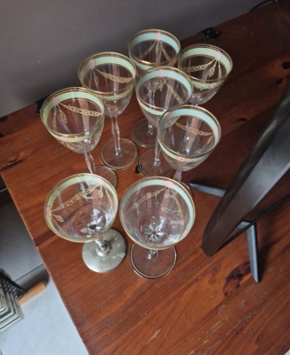Copos de Cristal, antigos. Pintados à mão.