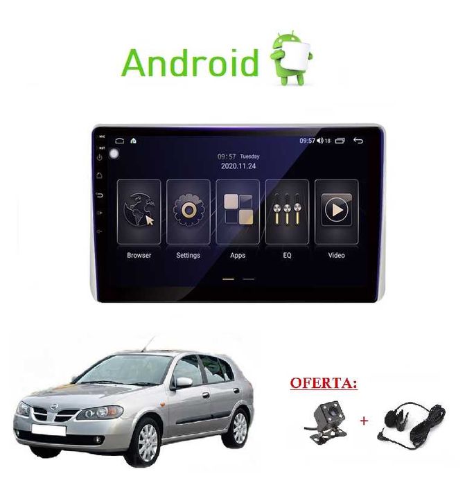 (NOVO) Rádio 2DIN • NISSAN Almera (2000 a 2006) • Android N16 [4+64GB]