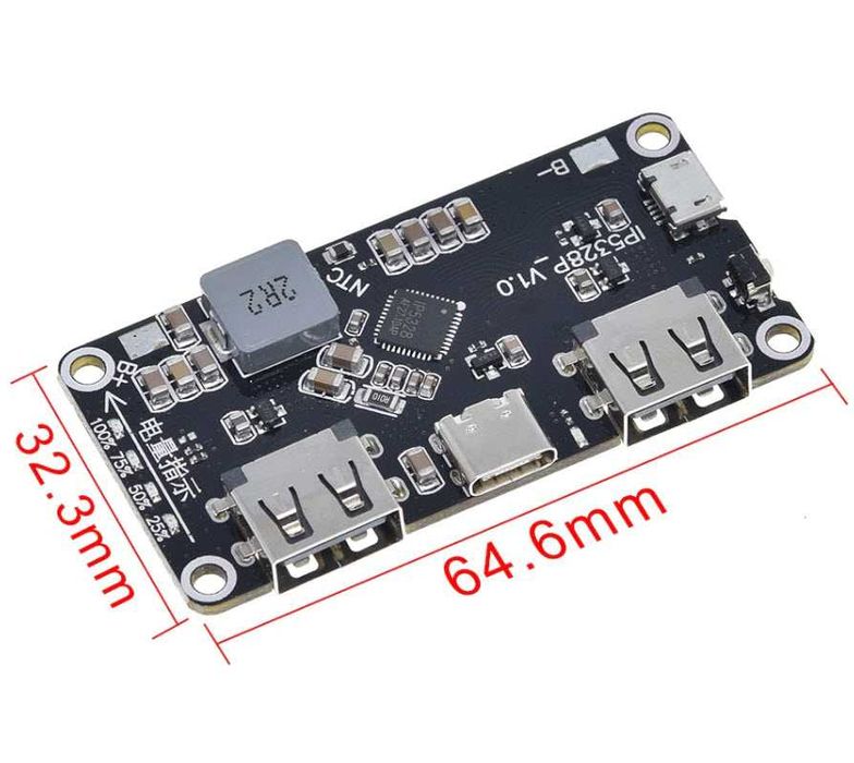 Плата PowerBank 18 Вт быстрая зарядка QC3 IP5328P Li ion Li Po  Baseus