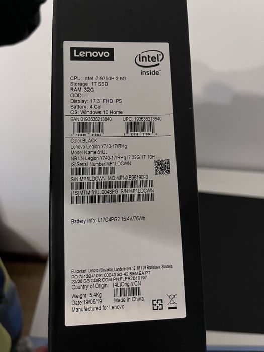 Lenovo legion Y740-17IRHg