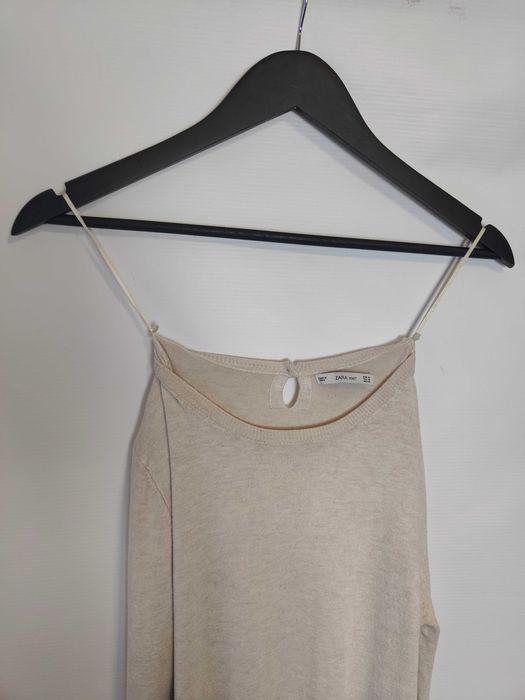 Damski Sweter Bezowy  z Dlugim Rekawem Zara (M)
