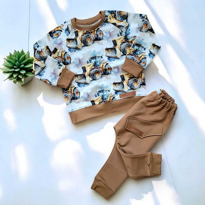 DRES komplet dla chłopca bluza spodnie baggy KOPARKI HANDMADE