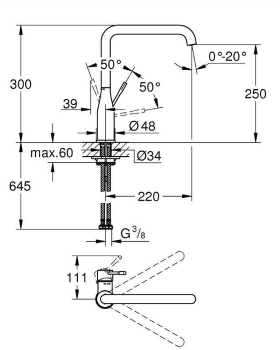 Essence bateria kuchena czarny mat Grohe