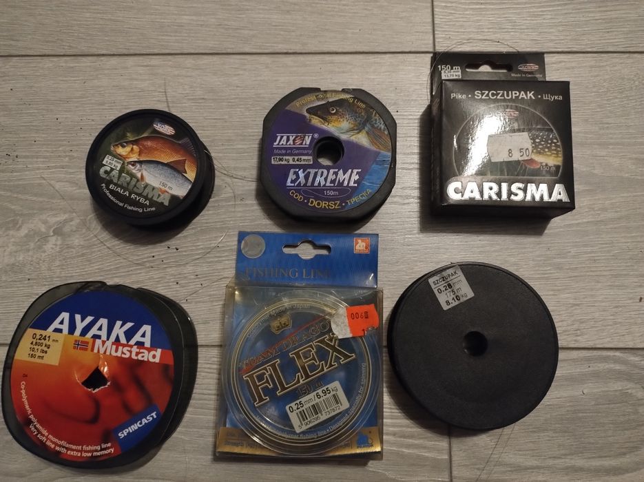 Żyłka wędkarska 6 szt prawie wszystkie z maksymalnym nawijem