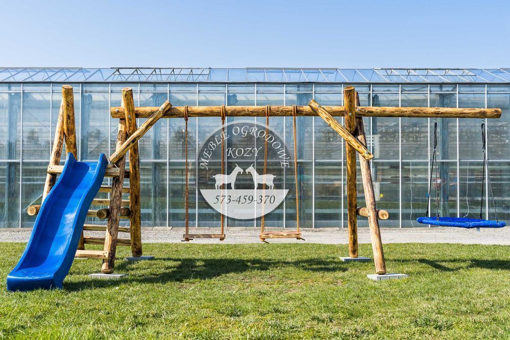 Drewniana huśtawka ogrodowa GRUBE BALE Plac zabaw Stelaż DO OGRODU