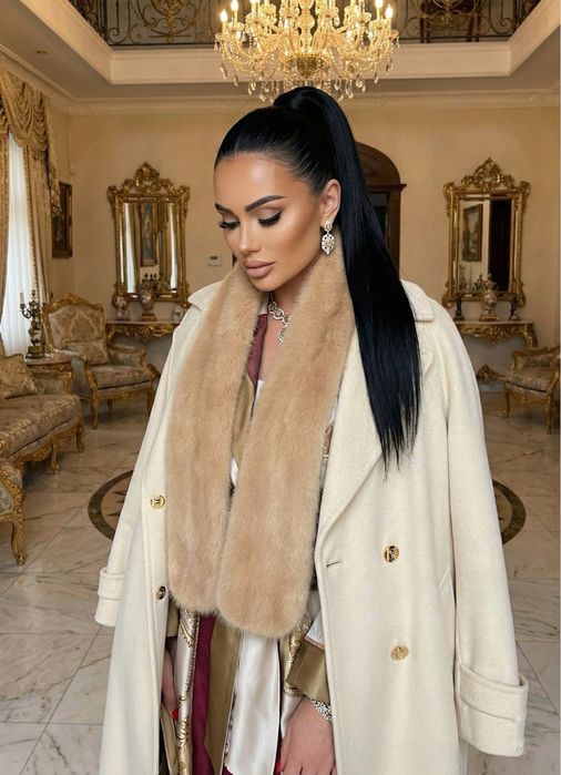 Kołnierz z naturalnego futra norki, futro