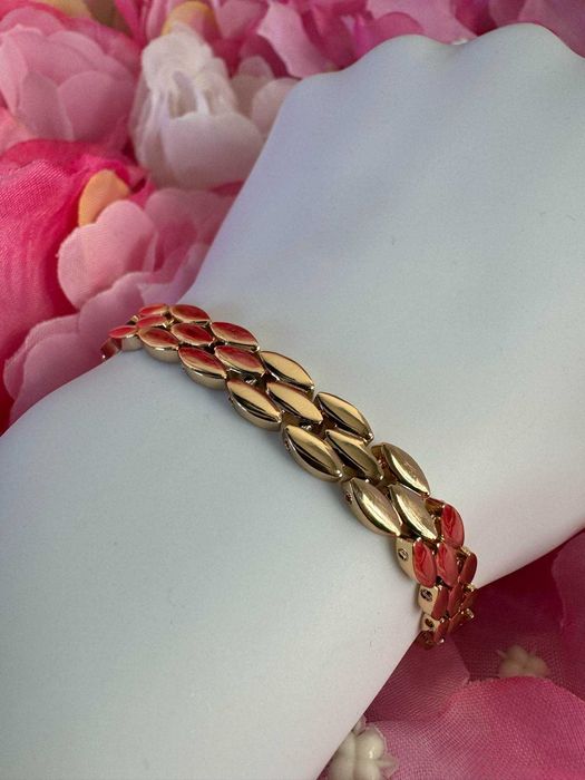 Bransoletka 19 cm stal nierdzewna elegancka pozłacana 18k b739