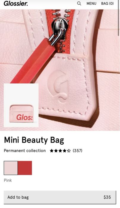 Glossier Mini Beauty Bag рожева косметичка з США